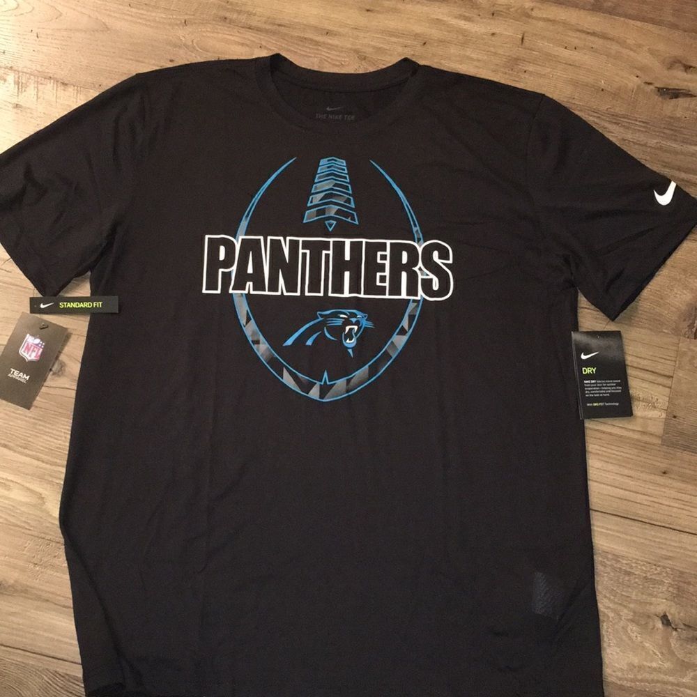 Black Nike Dry new w/tags Go Carolina Panthers Football Logo NFL mens t shirt L